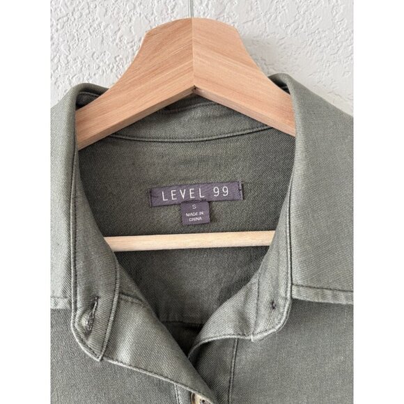 Level 99 X Evereve Linen Blend Gina Olive Green Utility Jacket Lightweight S - Picture 6 of 8